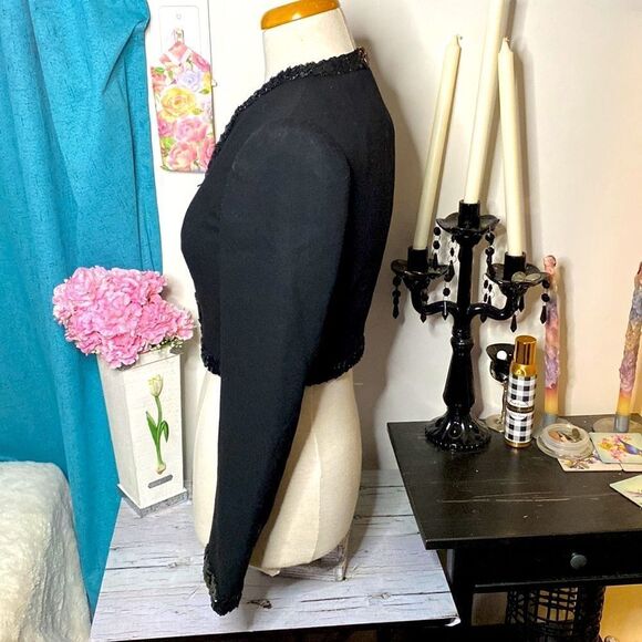 🌷 Angelo Mozillo🌷 Pure Virgin Wool Crop Blazer Jacket Made in Italy - Picture 9 of 11